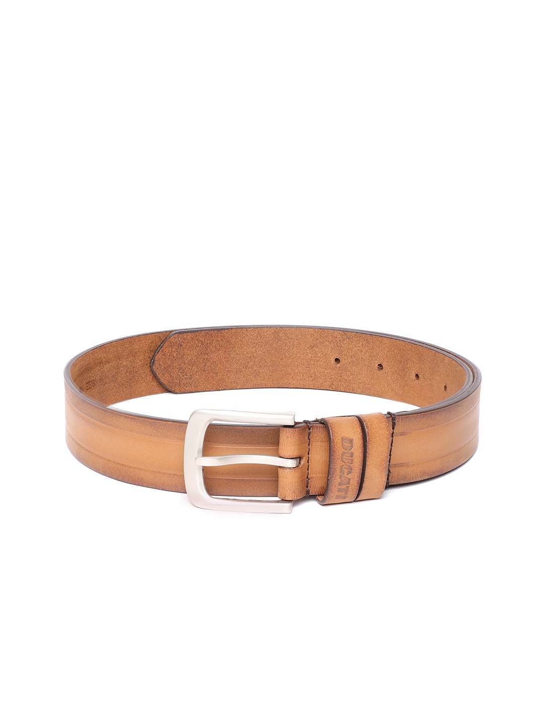 

Ducati Men Tan Brown Solid Leather Belt