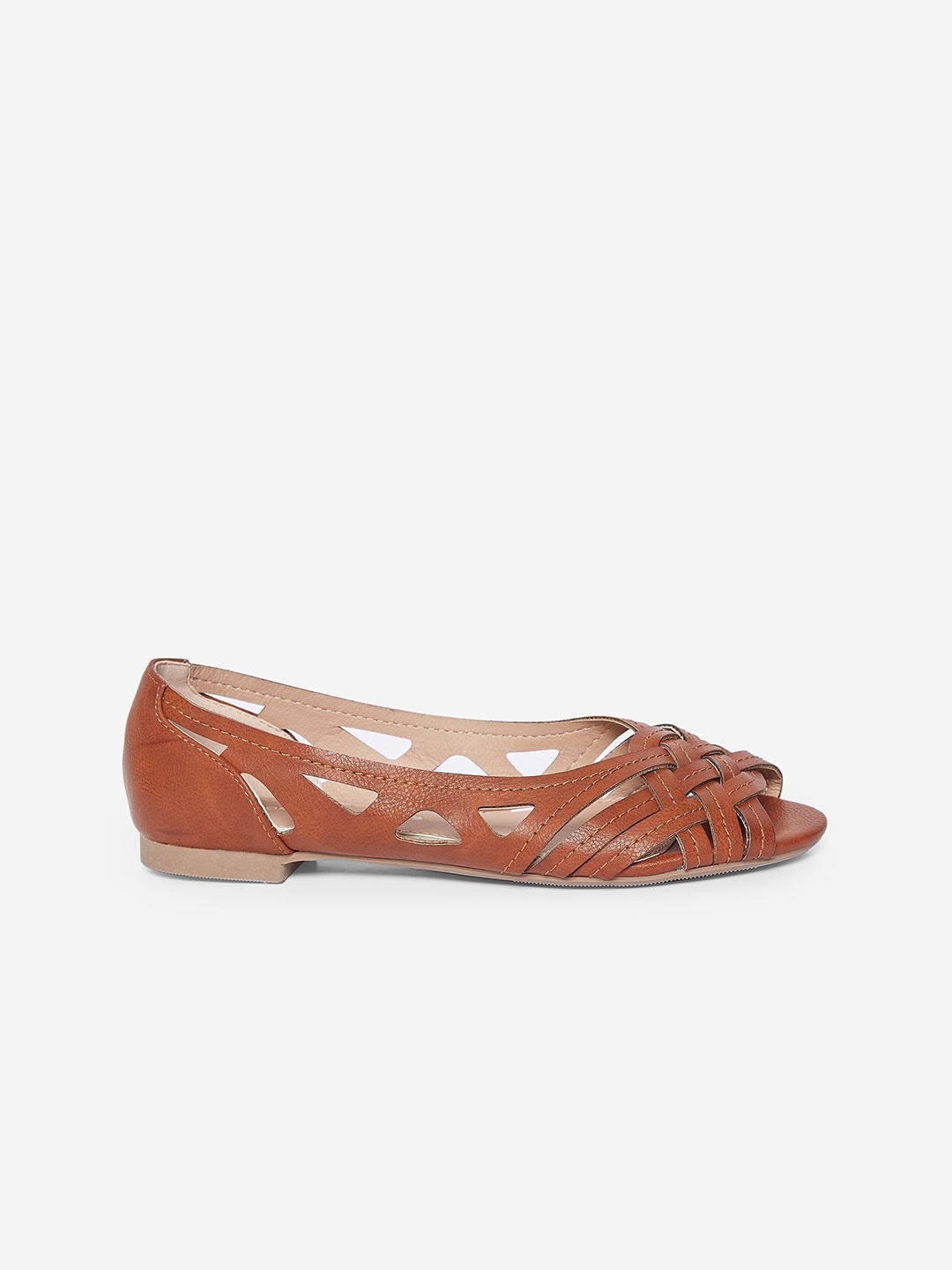 

DOROTHY PERKINS Women Brown Criss-Cross Peep Toes with Cut Outs