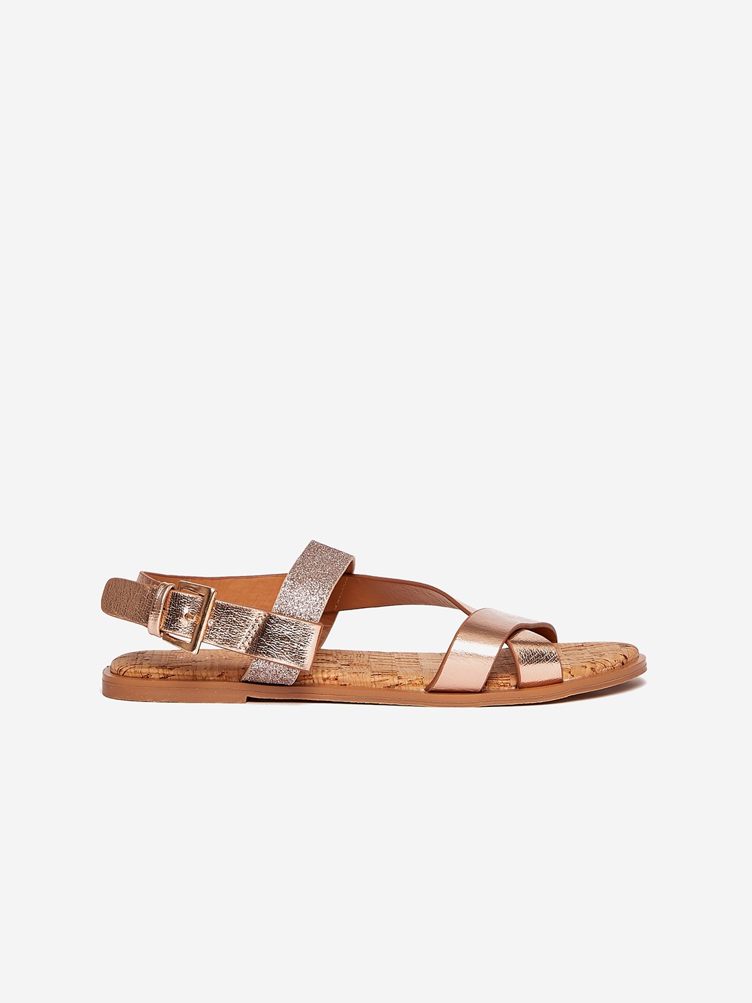 

DOROTHY PERKINS Women Rose Gold-Toned Wide Fit Solid Open Toe Flats