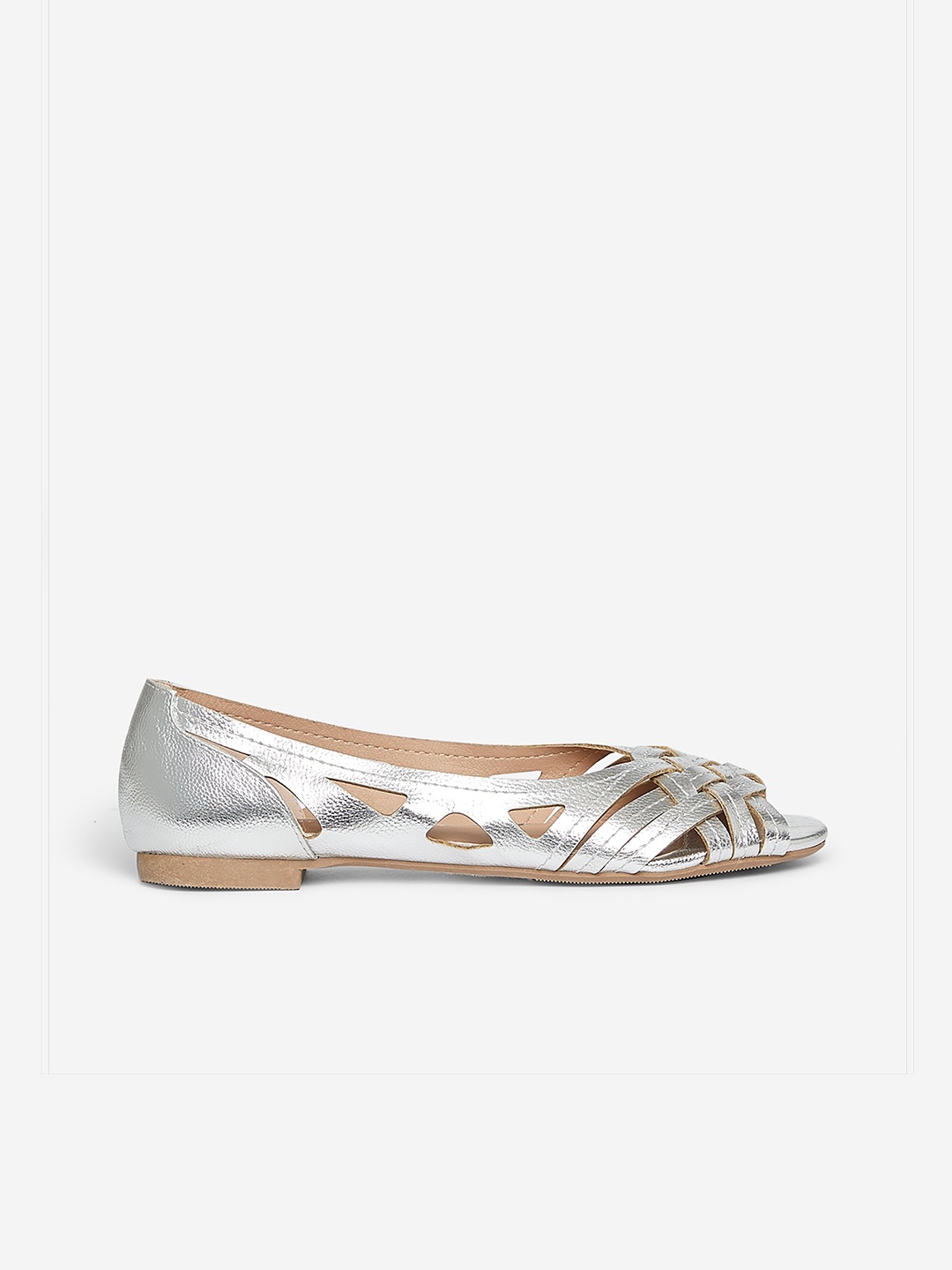 

DOROTHY PERKINS Women Silver-Toned Solid Open Toe Flats