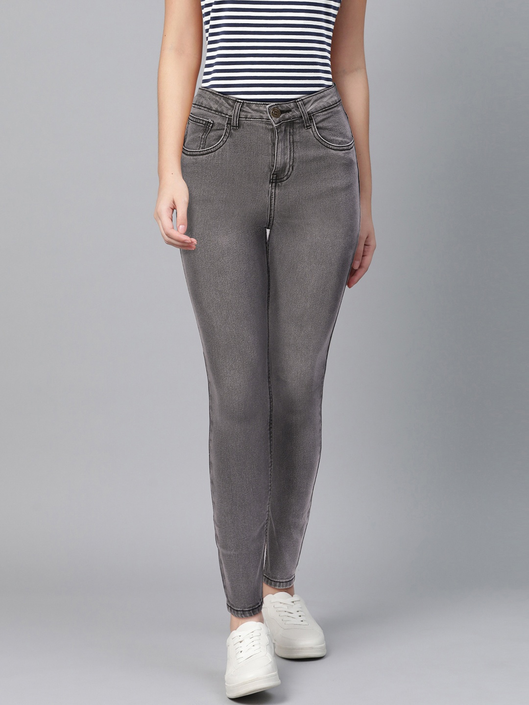 

Metronaut Women Grey Skinny Fit High-Rise Clean Look Jeans