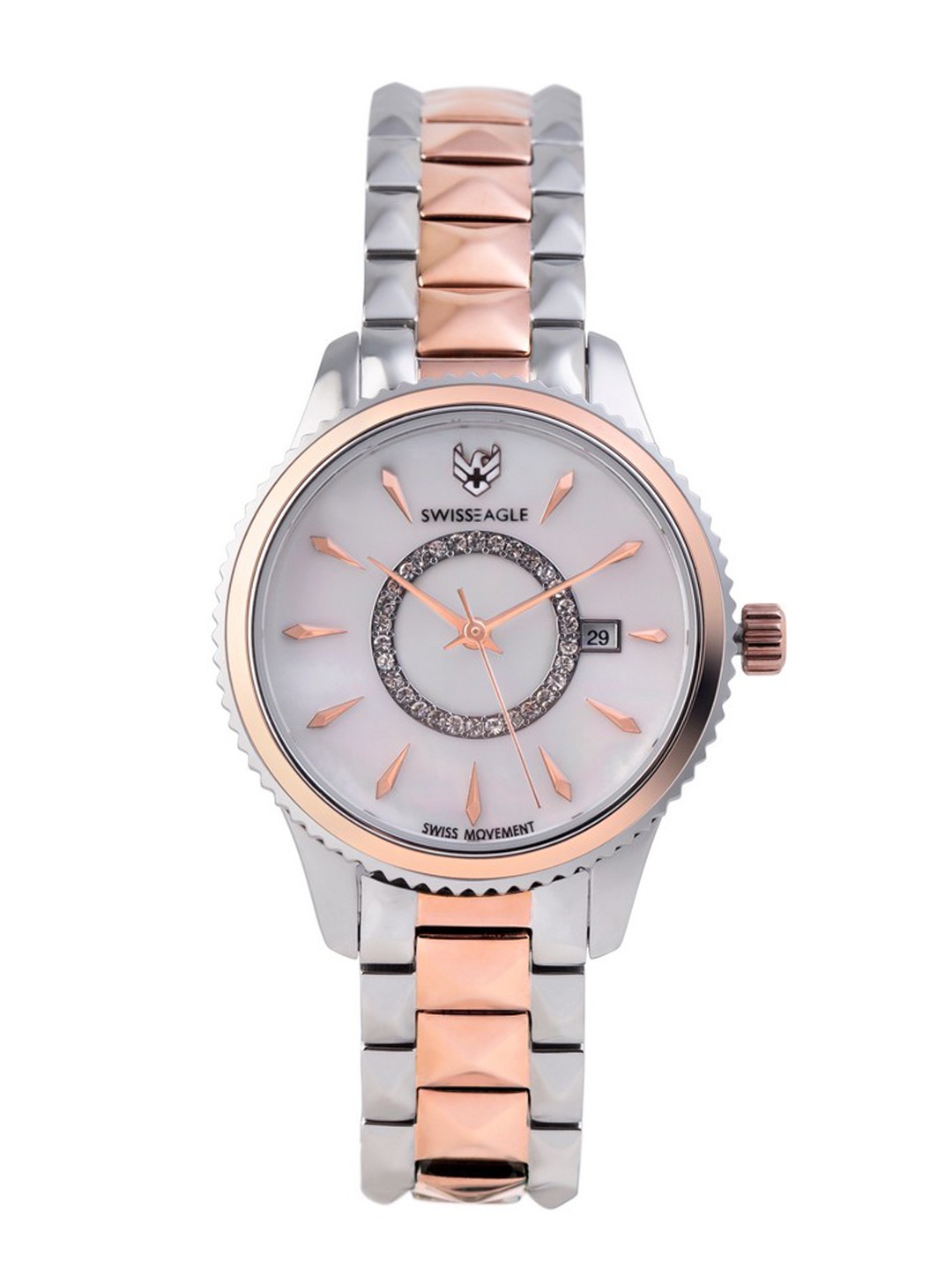 

Swiss Eagle Women Silver-Toned & Rose Gold-Toned Analogue Watch SE-9167-11