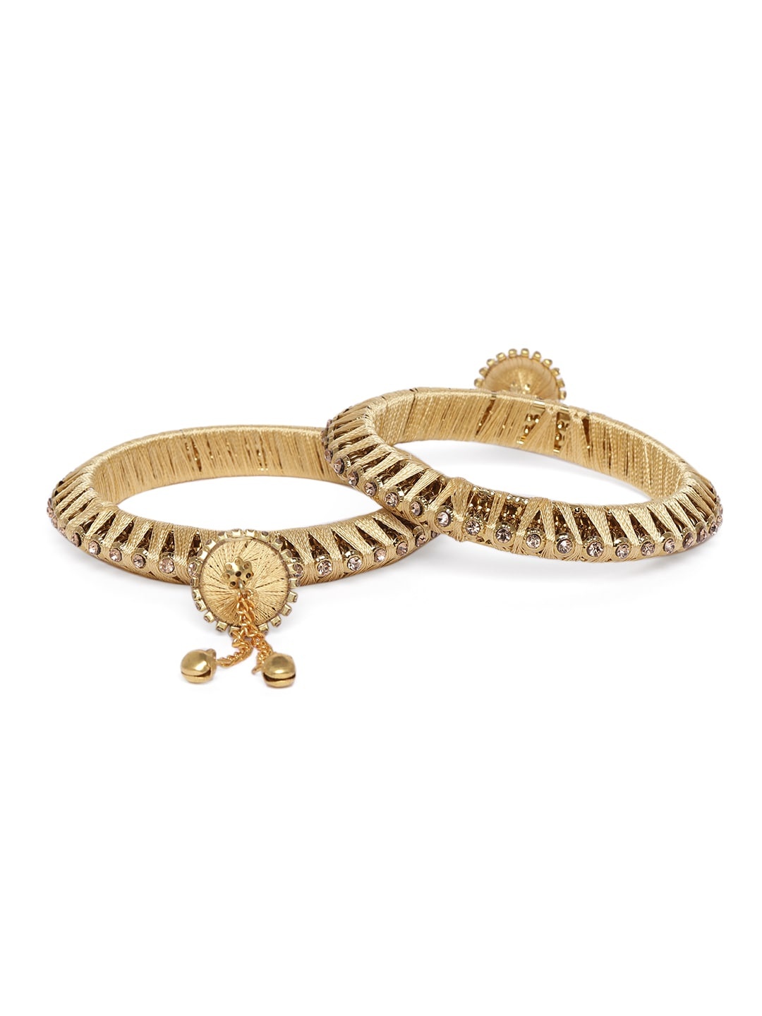 

AccessHer Set of 2 Gold-Toned Silk Thread Handcrafted Bangles with Jhumki