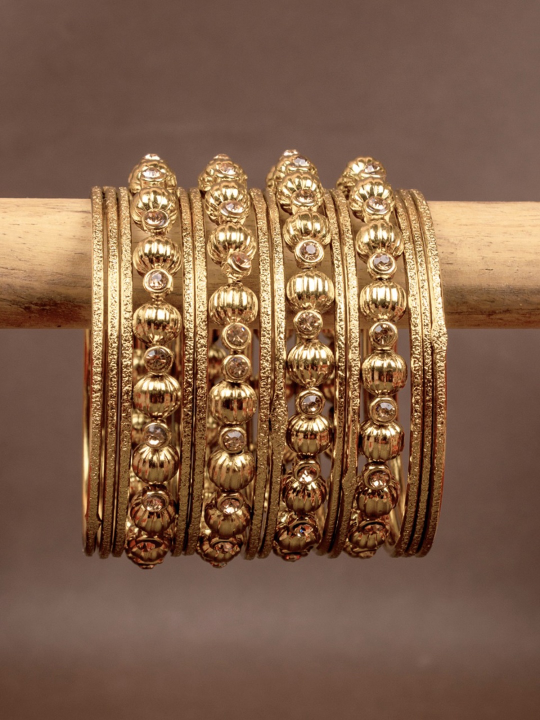 

AccessHer Set of 16 Gold-Toned Brass-Plated Antique Bangles