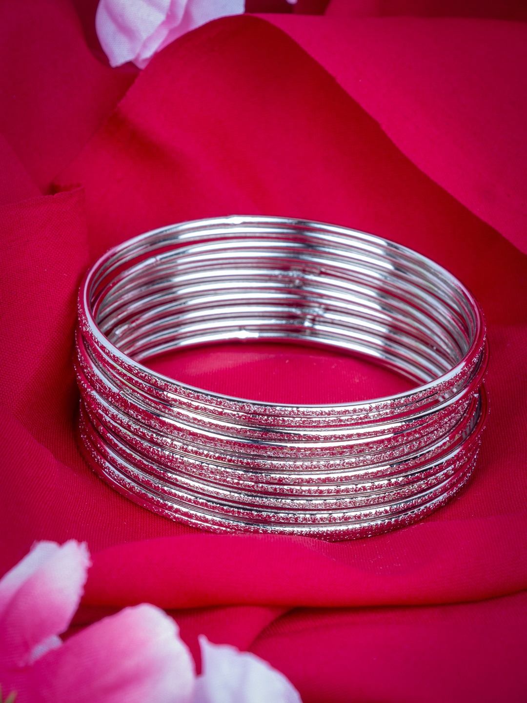 

AccessHer Set Of 12 Bangles, Silver