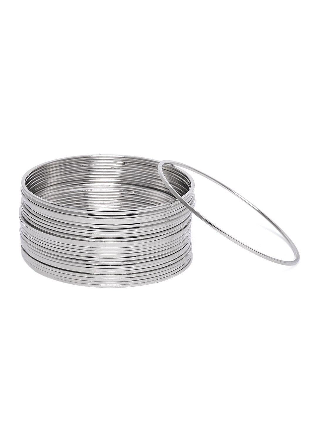 

AccessHer Silver-Toned Set of 24 Rhodium-Plated Bangles