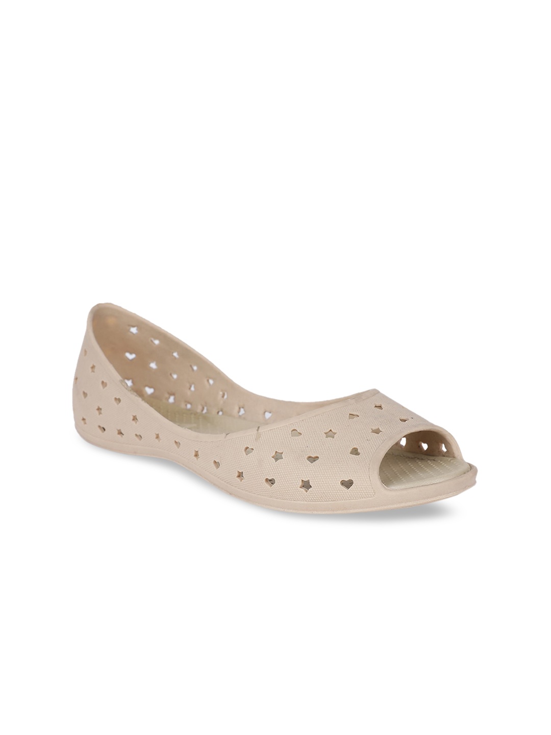 

Sandak by Bata Women Beige Solid Laser Cut Ballerinas