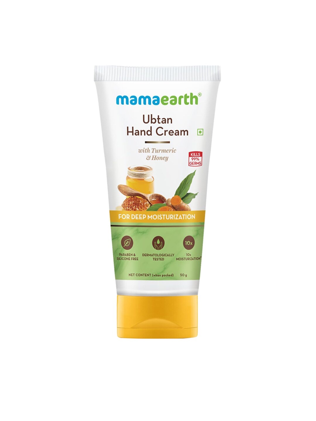 

Mamaearth Ubtan Hand Cream with Turmeric and Honey for Deep Moisturization 50 g, Yellow