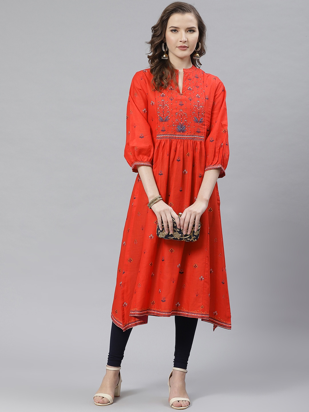 

Biba Women Red Printed A-Line Kurta