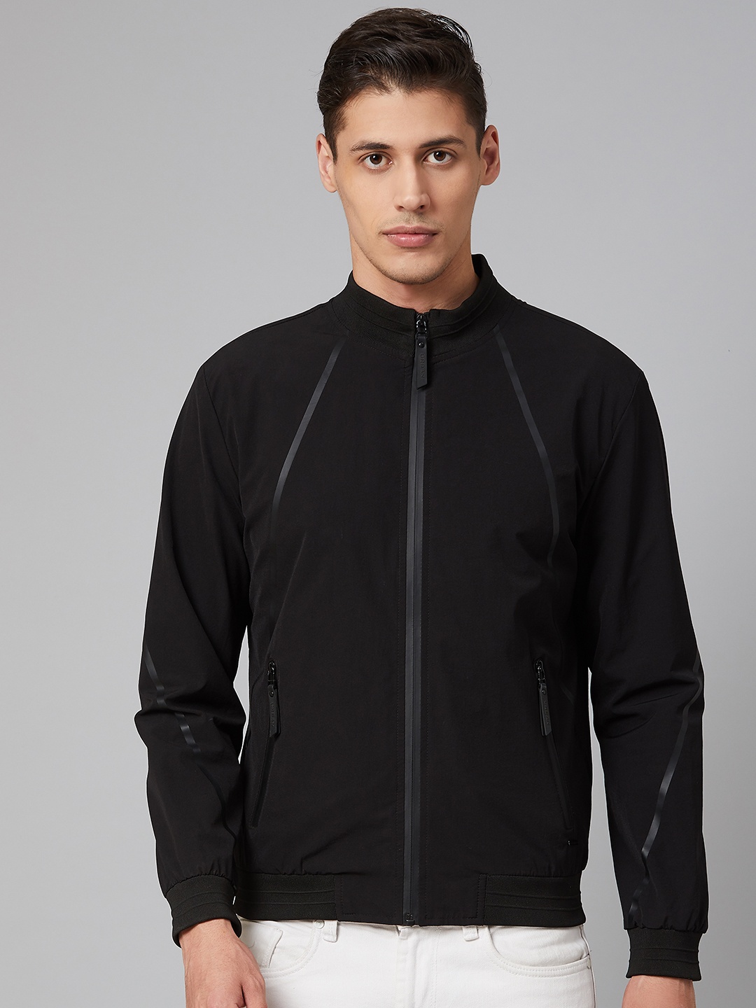 

Blackberrys Men Black Solid Bomber Jacket
