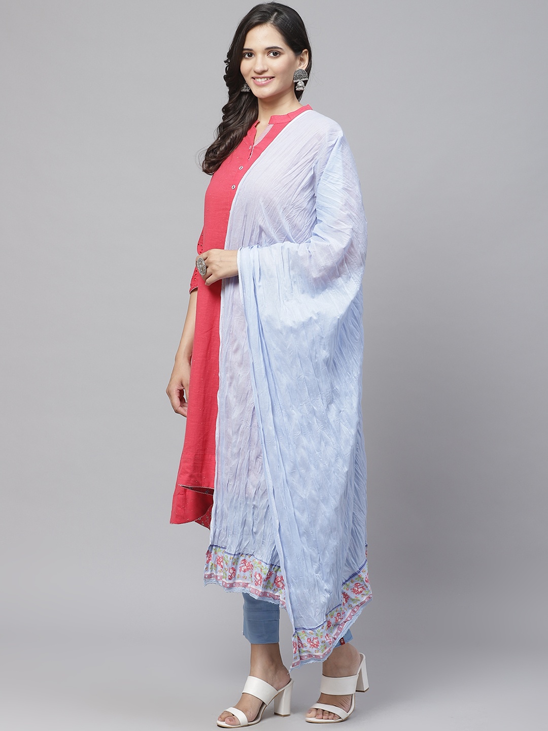 

Biba Blue Solid Cotton Dupatta