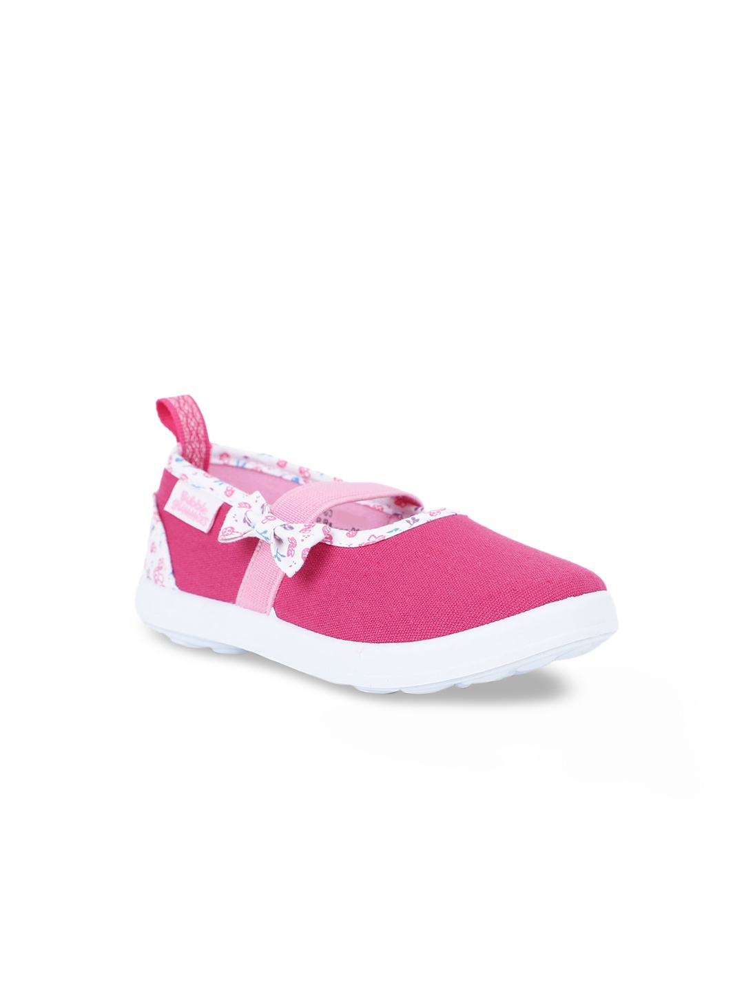 

Bubblegummers Girls Pink & White Printed Canvas Ballerinas