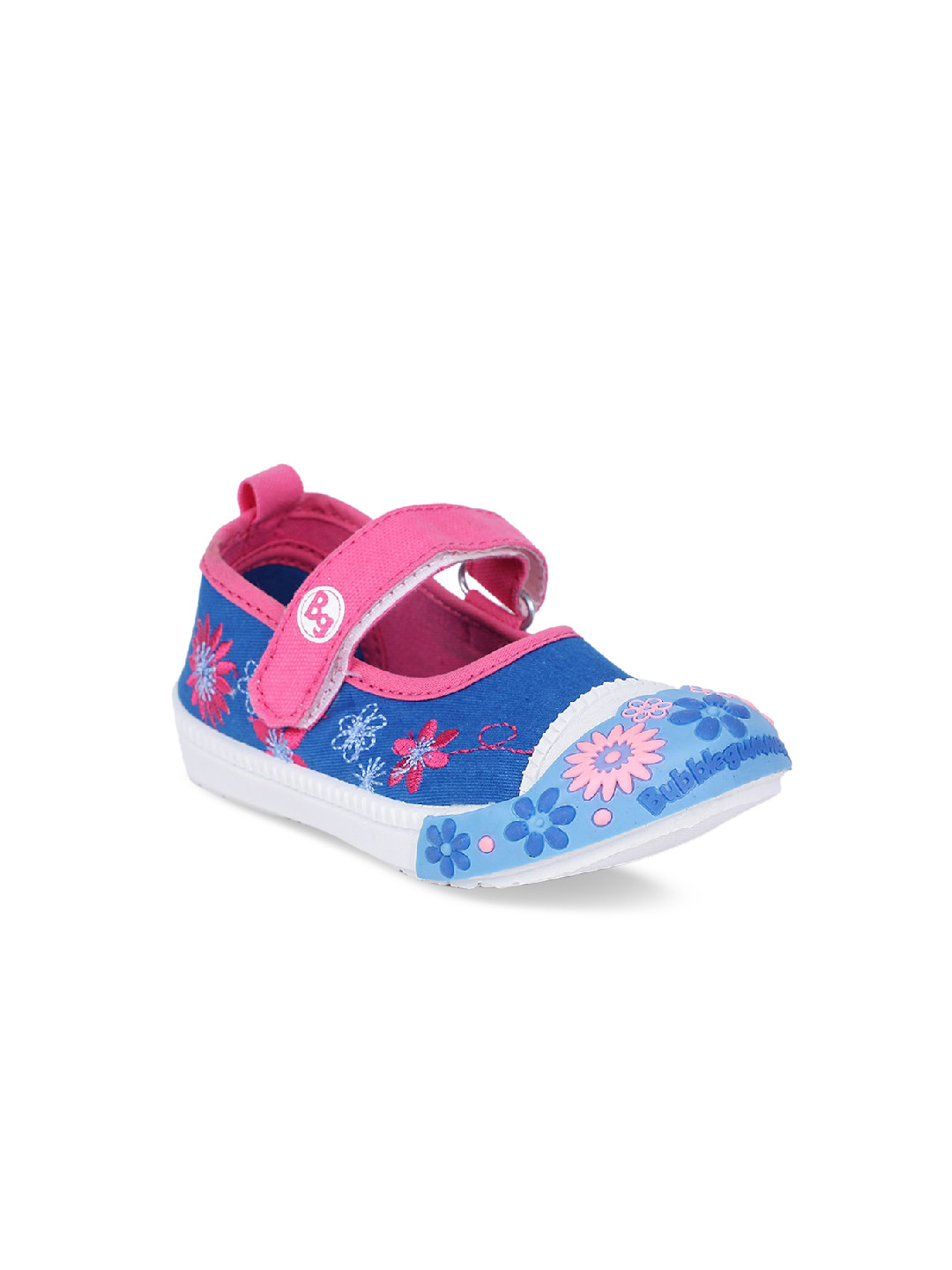 

Bubblegummers Girls Blue & Pink Floral Printed Canvas Ballerinas