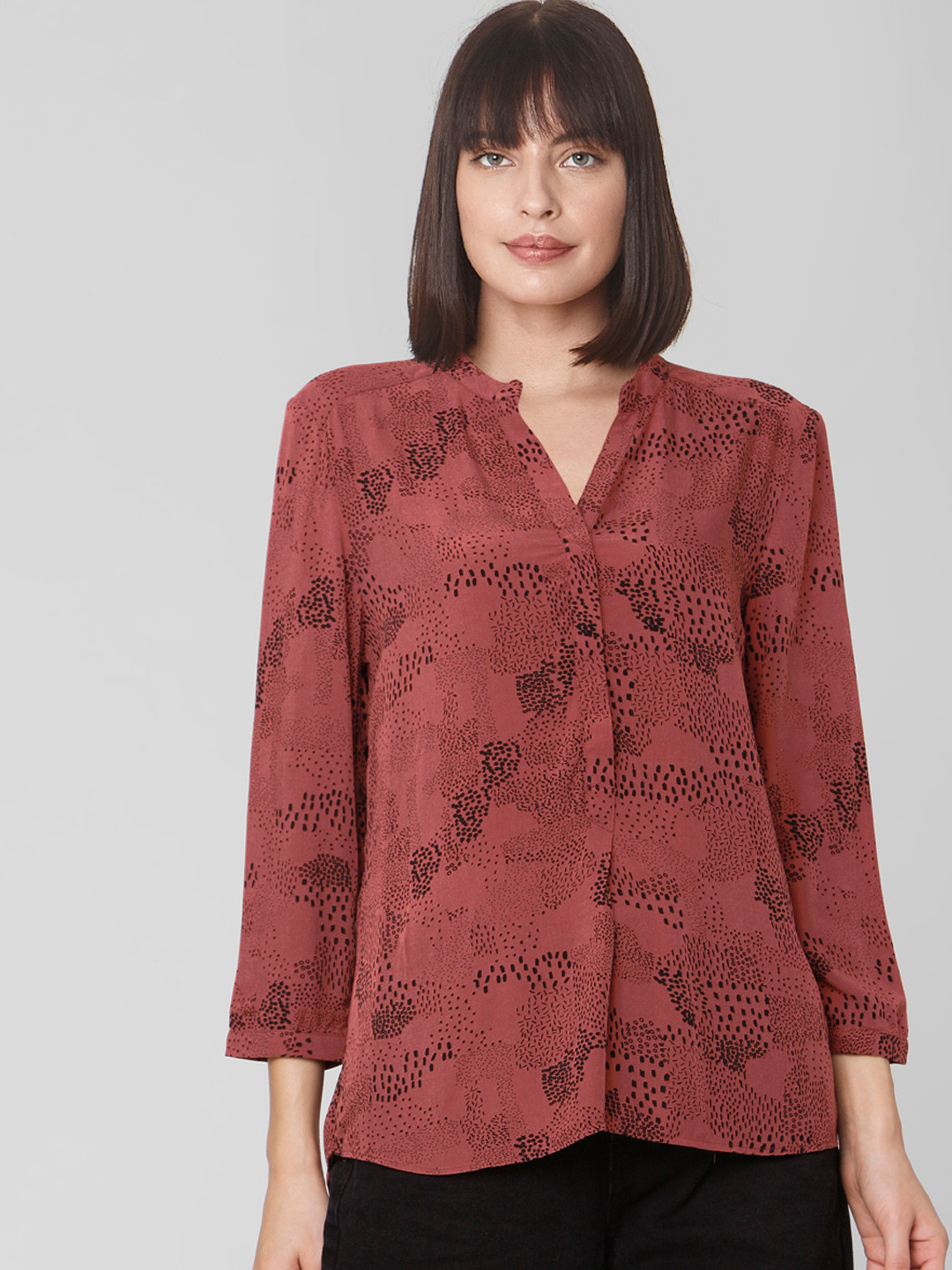 

Vero Moda Women Brown & Black Printed Shirt Style Top