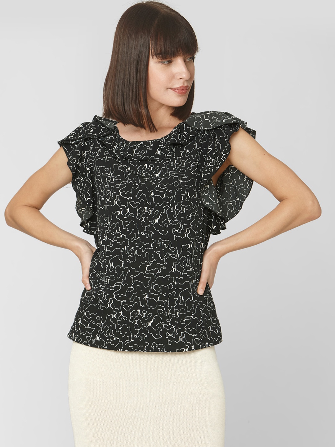 

Vero Moda Women Black Printed Top