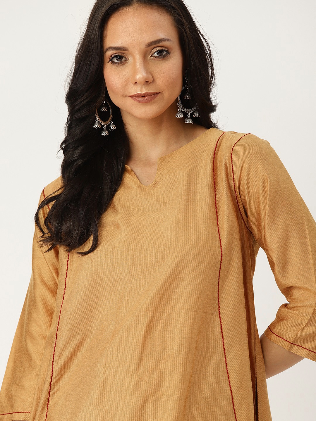 

Sangria Women Mustard Yellow Solid A-Line Kurta