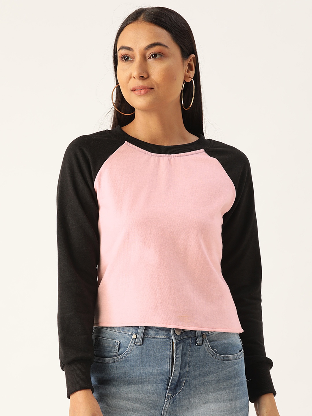 

Belle Fille Women Pink & Black Solid Sweatshirt