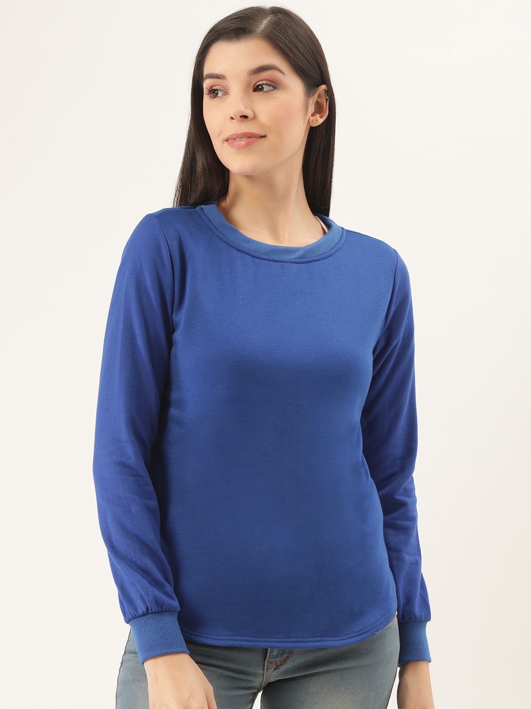 

Belle Fille Women Blue Solid Sweatshirt