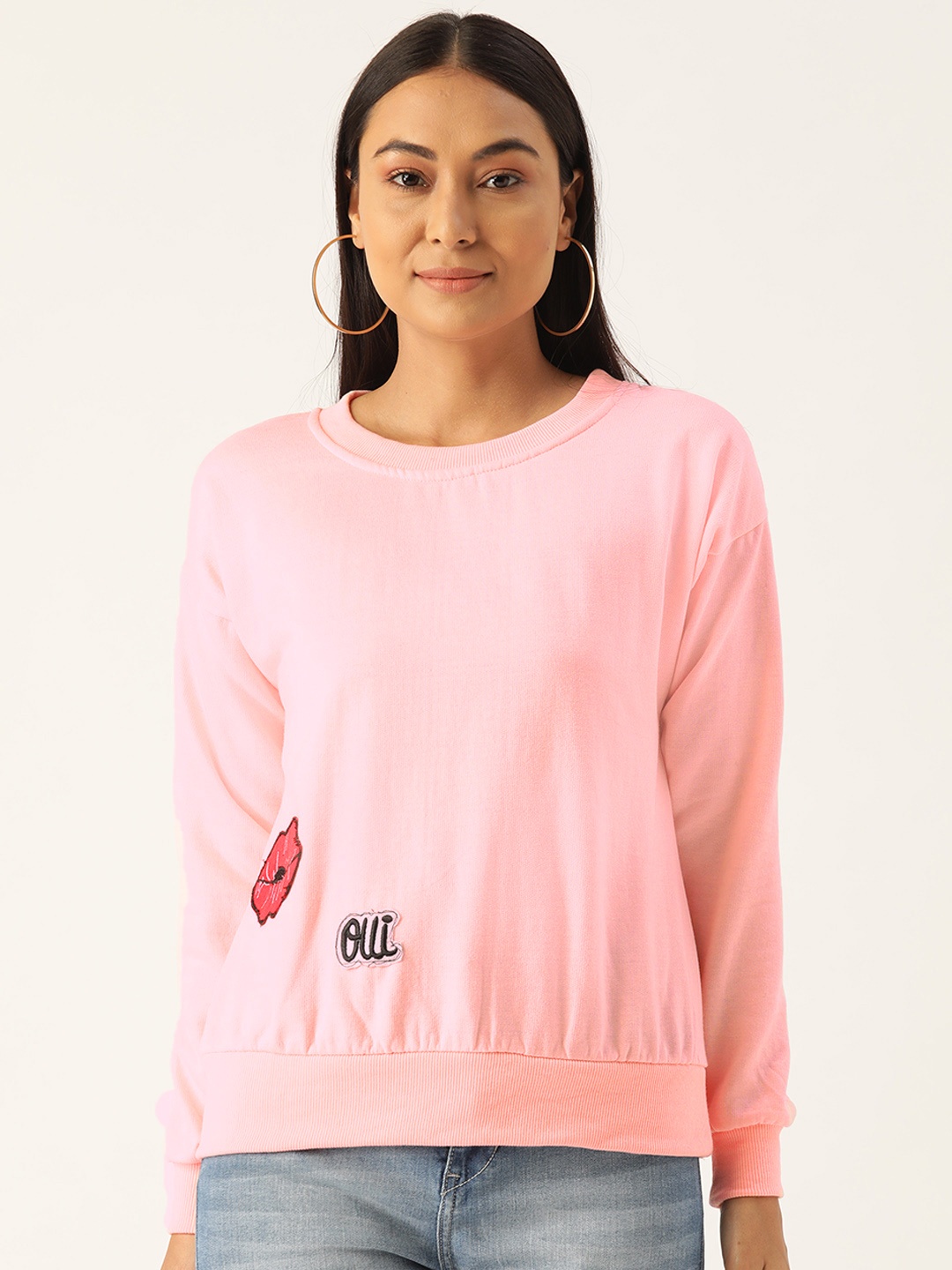 

Belle Fille Women Pink Applique Detail Sweatshirt