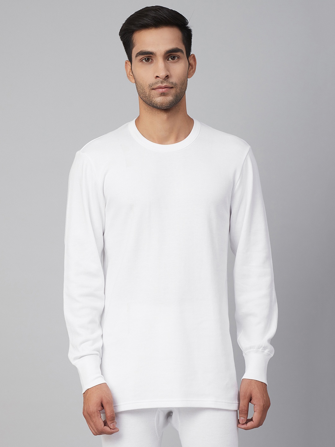 

Marks & Spencer Men White Medium Warmth Self-Striped Thermal T-shirt