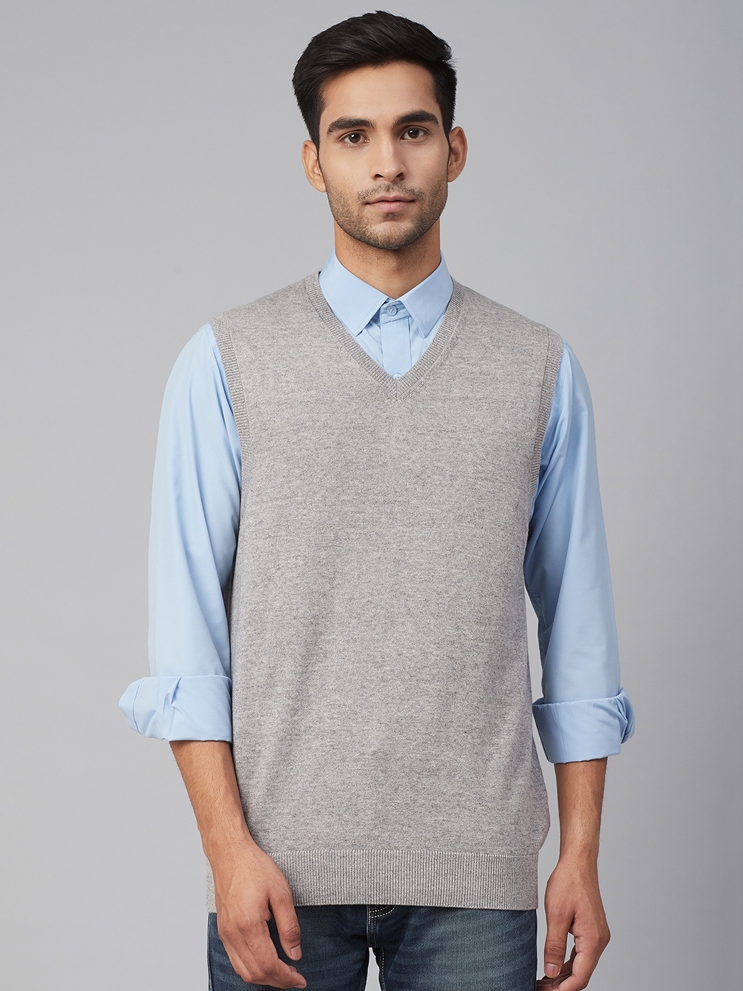 

Marks & Spencer Men Grey Melange Solid Sweater Vest