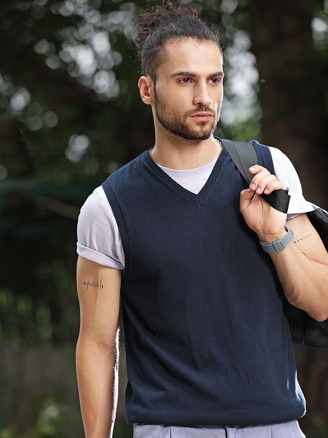 

Marks & Spencer Men Navy Blue Solid Sweater Vest