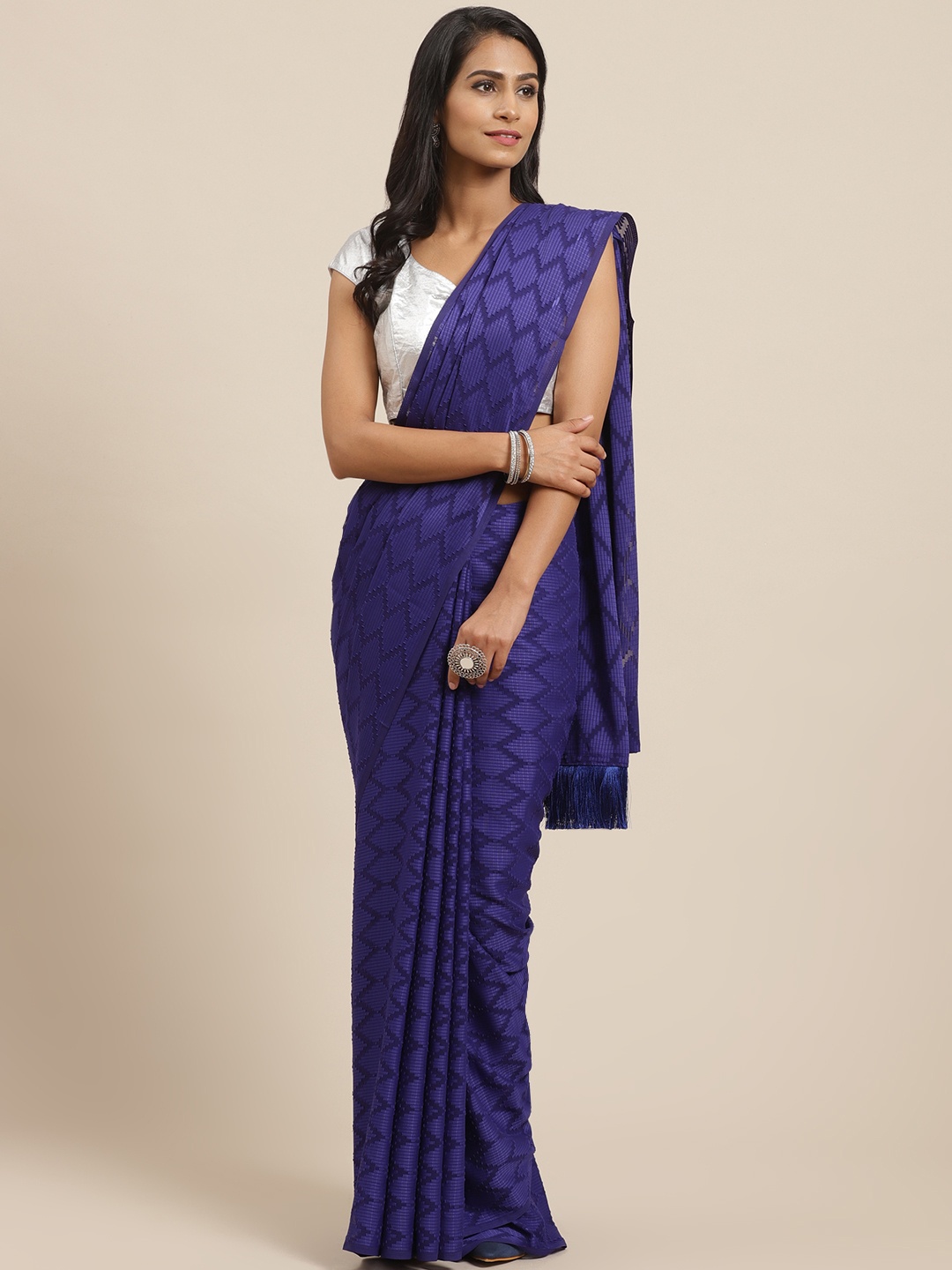 

VASTRANAND Blue Woven Design Saree