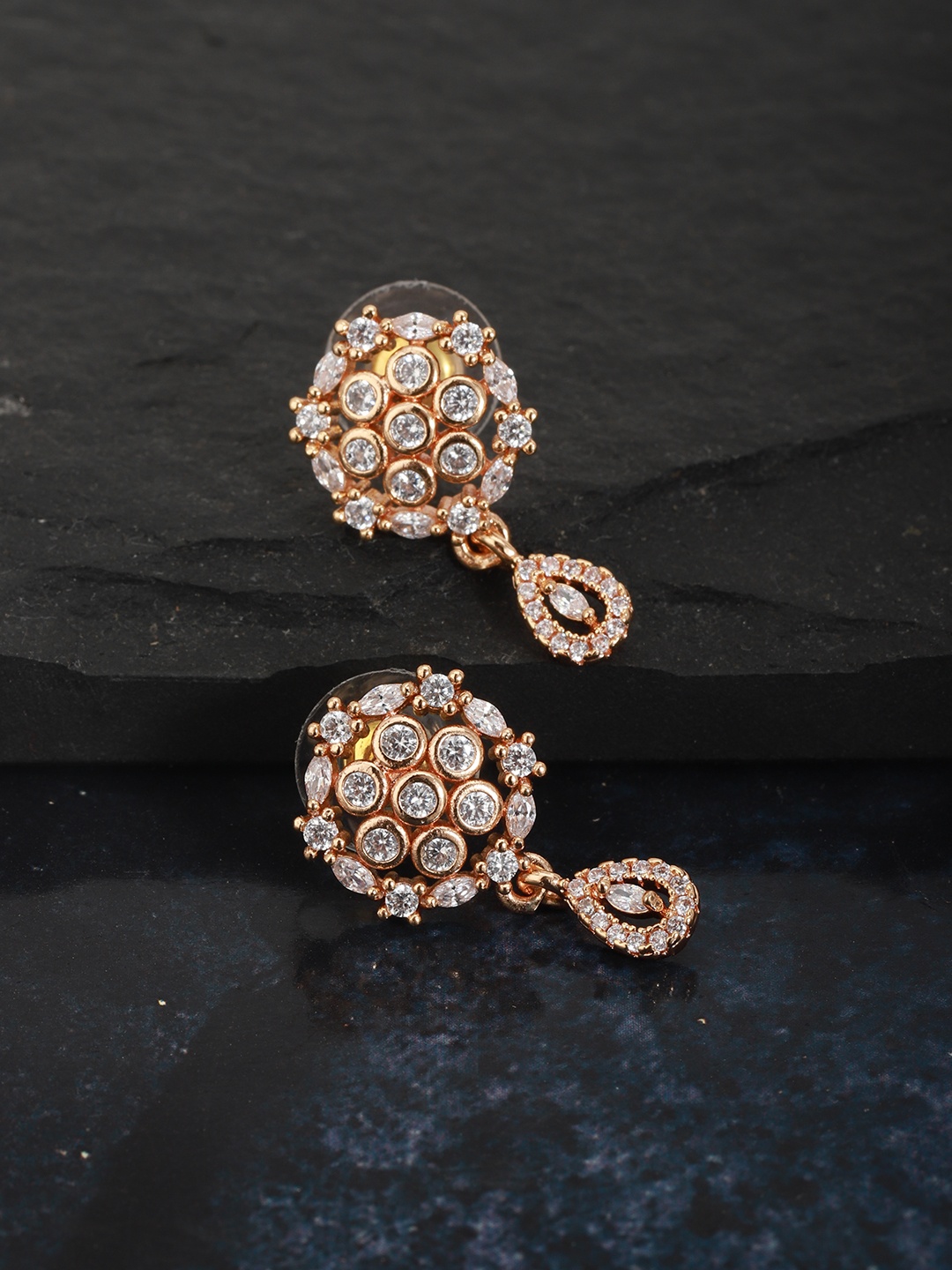 

Carlton London Gold-Plated CZ-Studded Circular Drop Earrings