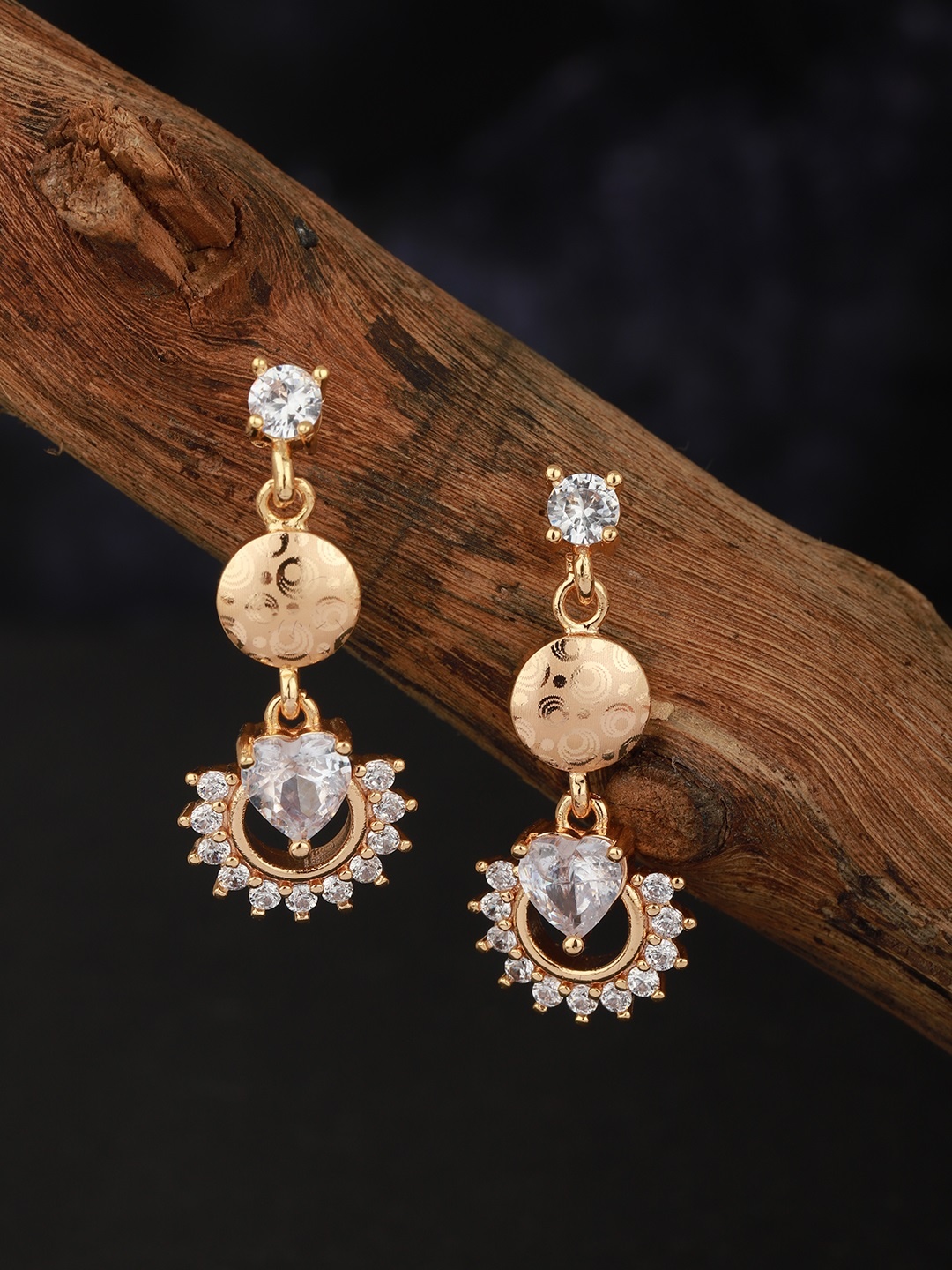 

Carlton London Gold-Plated CZ-Studded Circular Drop Earrings