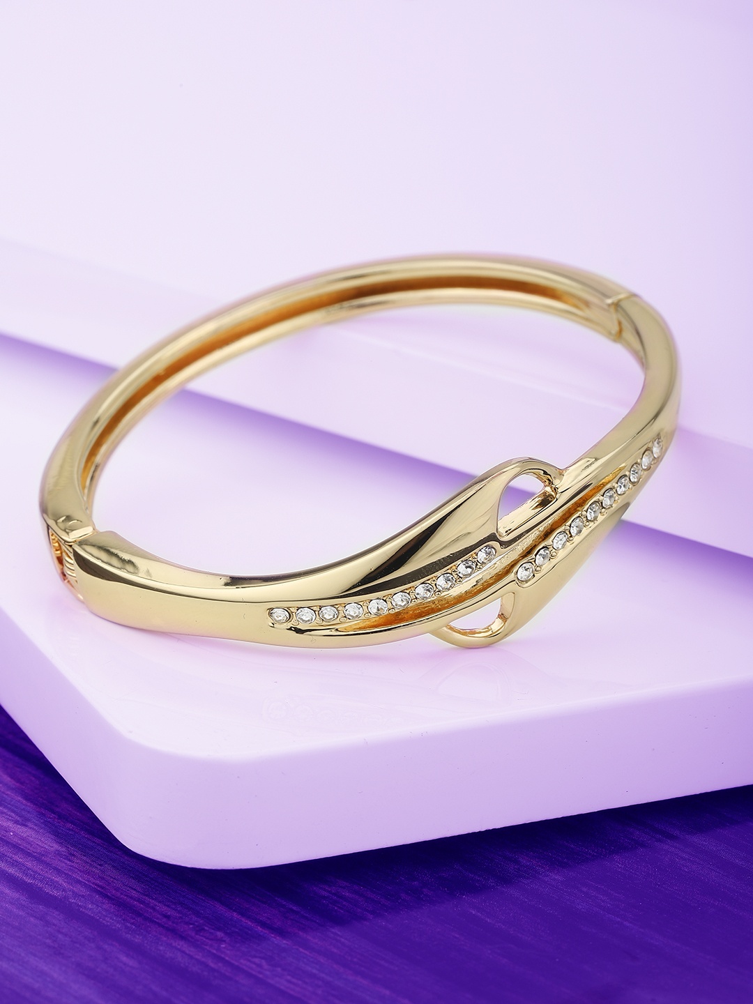 

Carlton London Gold-Plated CZ Studded Bangle-Style Bracelet