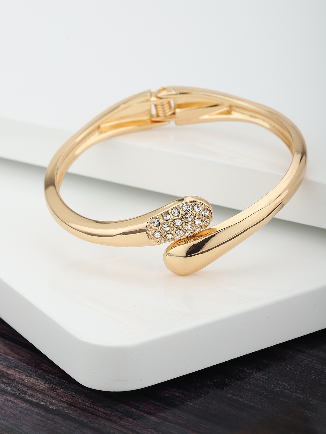 

Carlton London Gold-Plated CZ Studded Cuff Bracelet