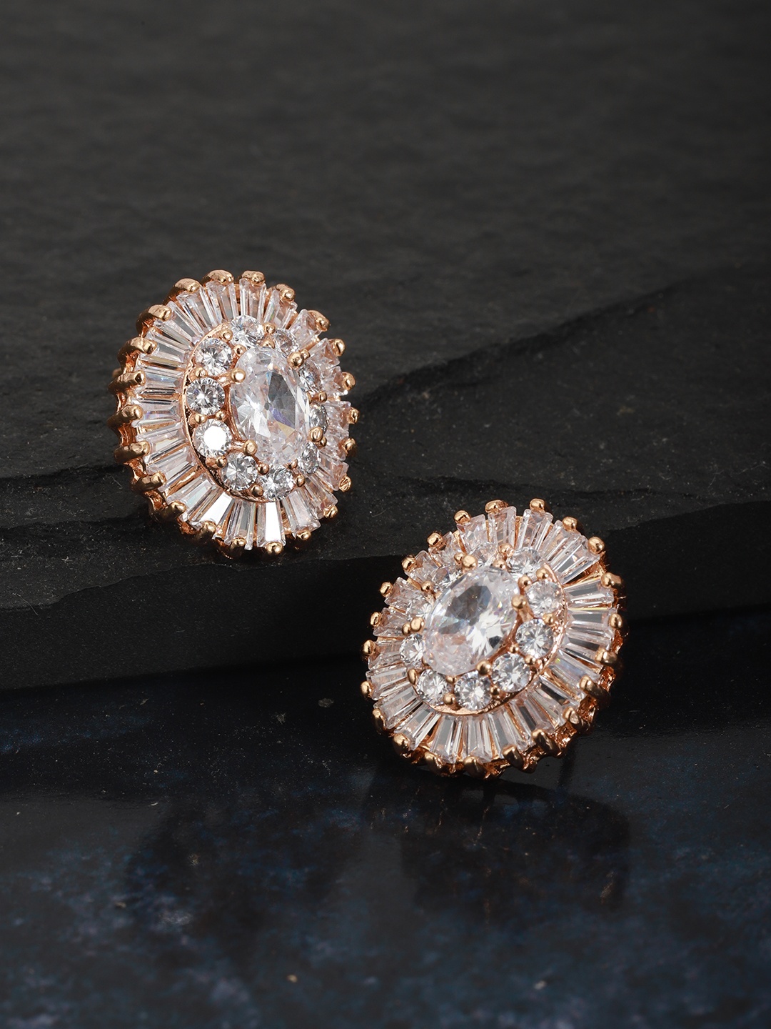 

Carlton London Gold-Plated CZ Studded Oval Studs
