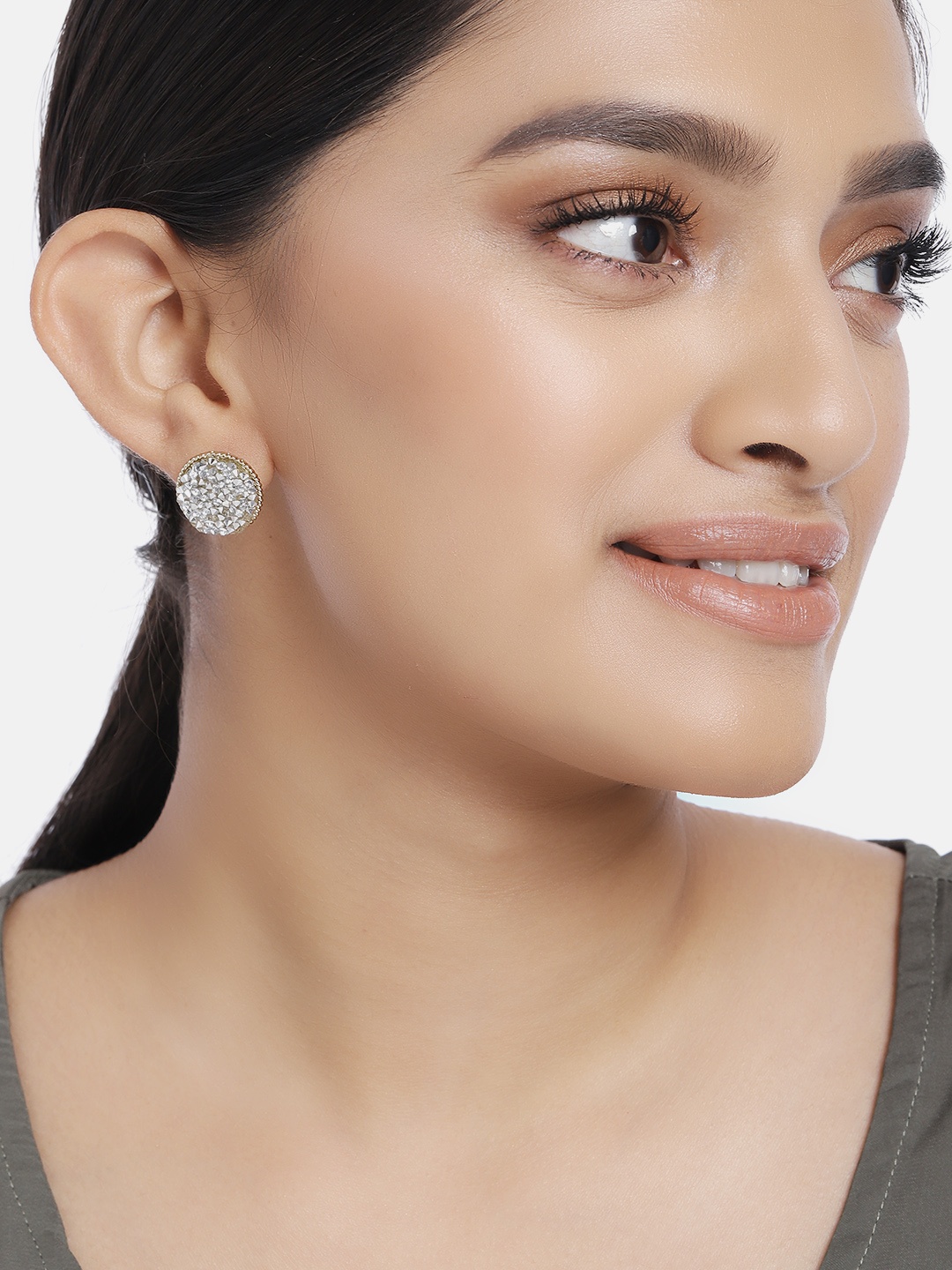 

Ayesha Silver-Toned Statement Circular Oversized Studs