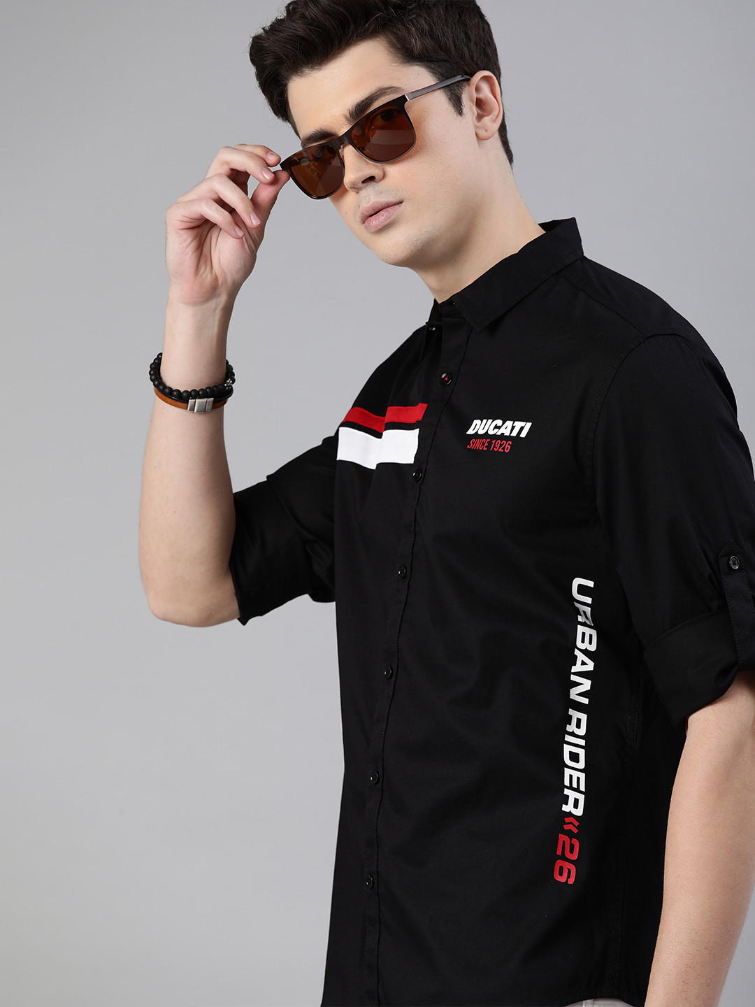 

Ducati Men Black Slim Fit Printed Casual Shirt