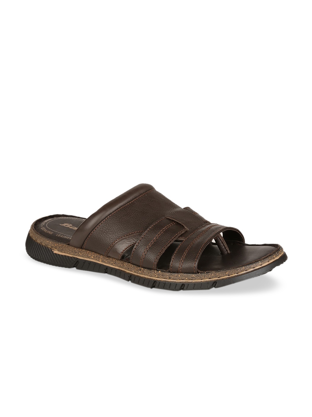 

Bata Men Brown Leather Comfort Sandals