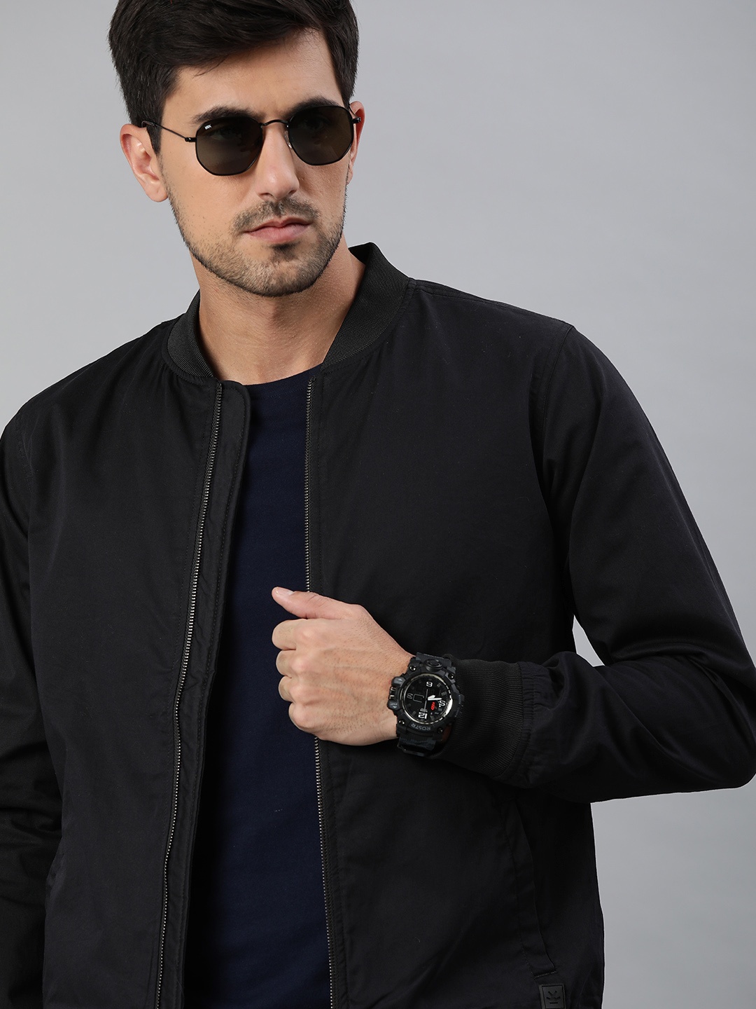 

WROGN Men Black Solid Bomber Jacket