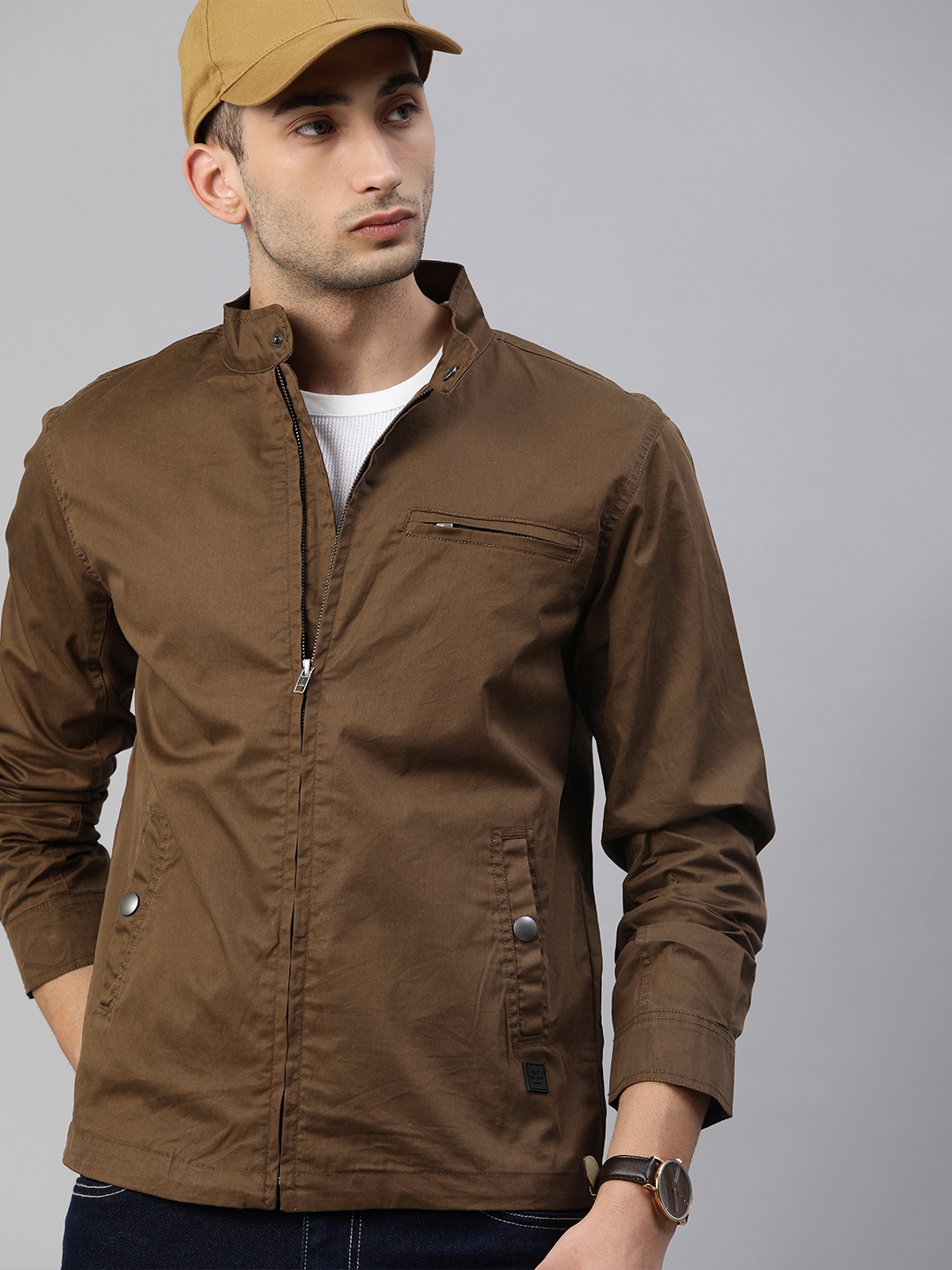 

WROGN Men Brown Solid Tailored Jacket