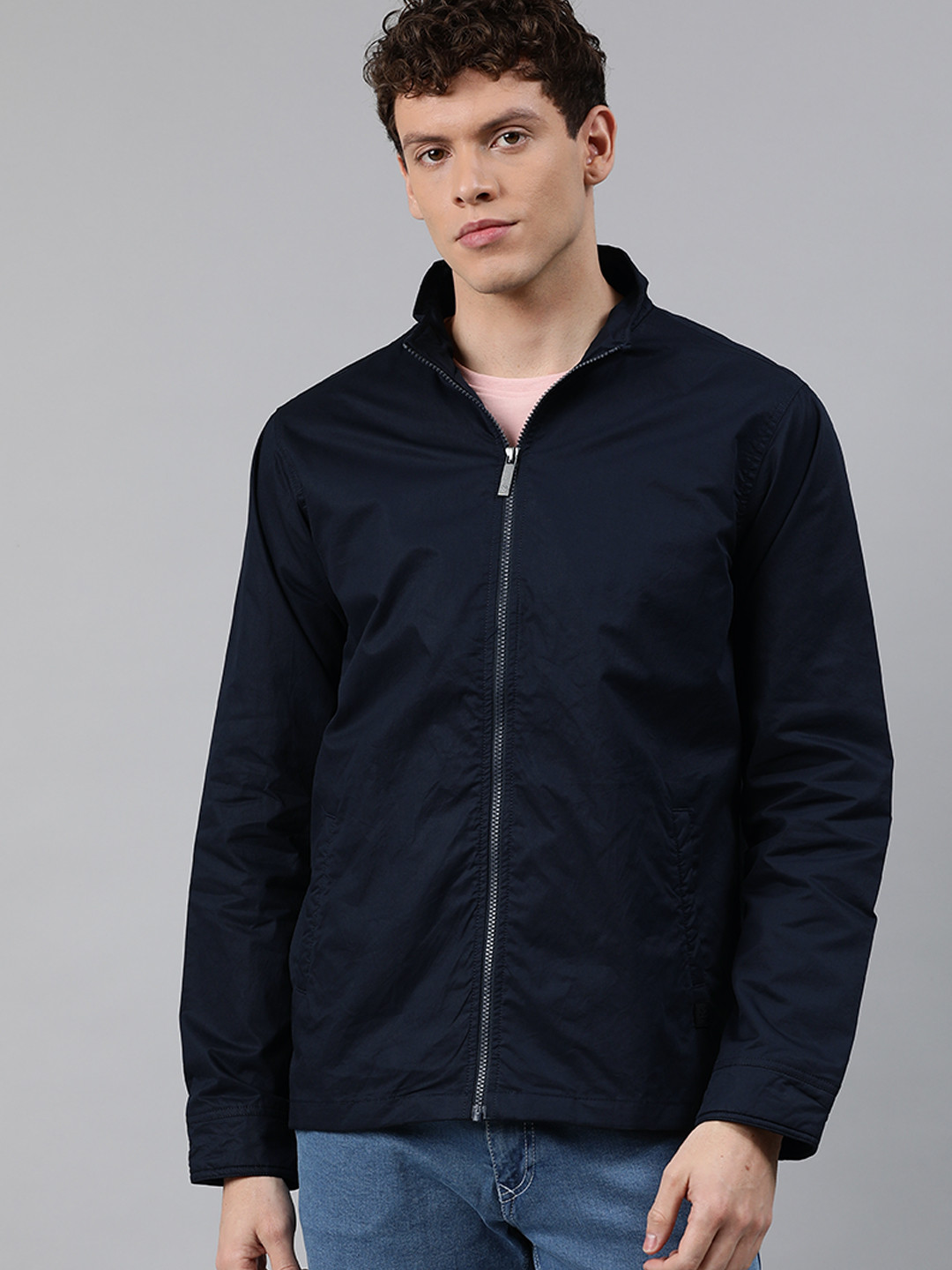 

WROGN Men Navy Blue Solid Tailored Jacket