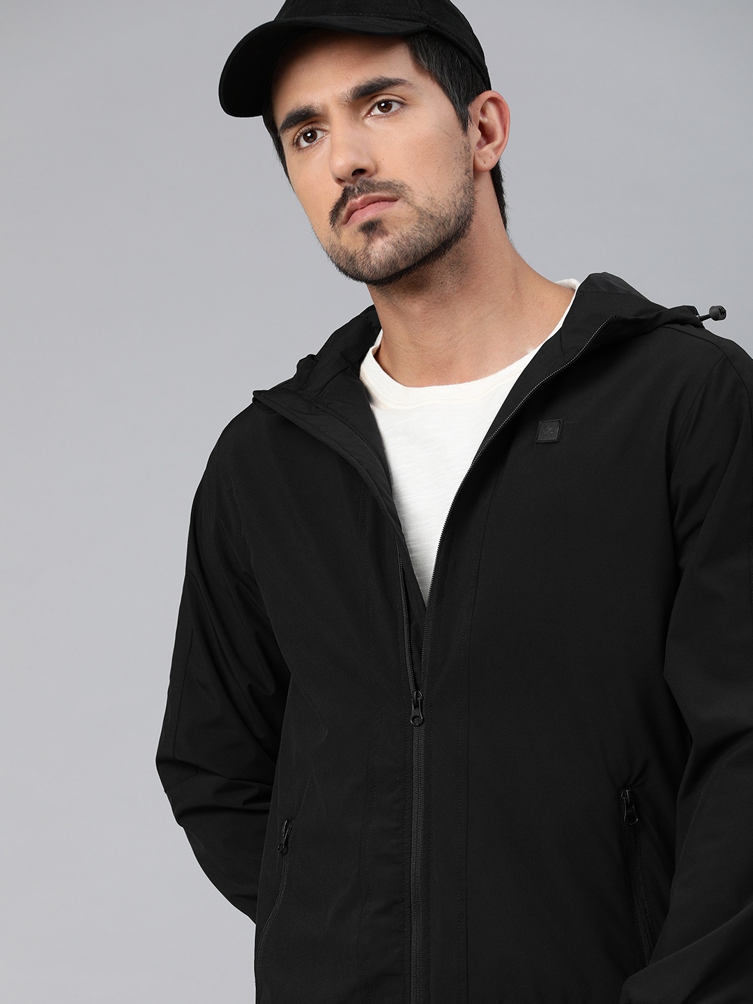 

WROGN Men Black Slim Fit Solid Bomber Jacket