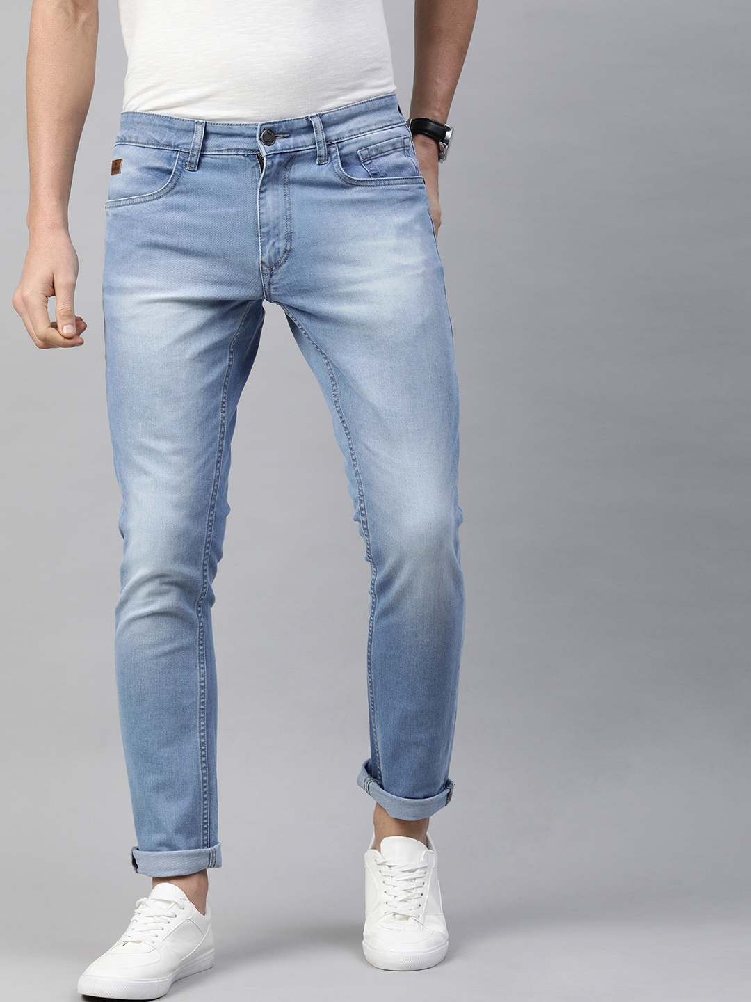 

WROGN Men Blue Slim Fit Mid-Rise Clean Look Stretchable Jeans