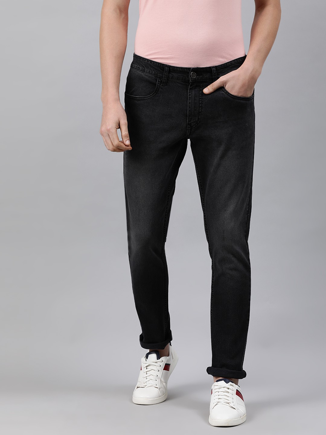 

WROGN Men Black Slim Fit Mid-Rise Clean Look Stretchable Jeans