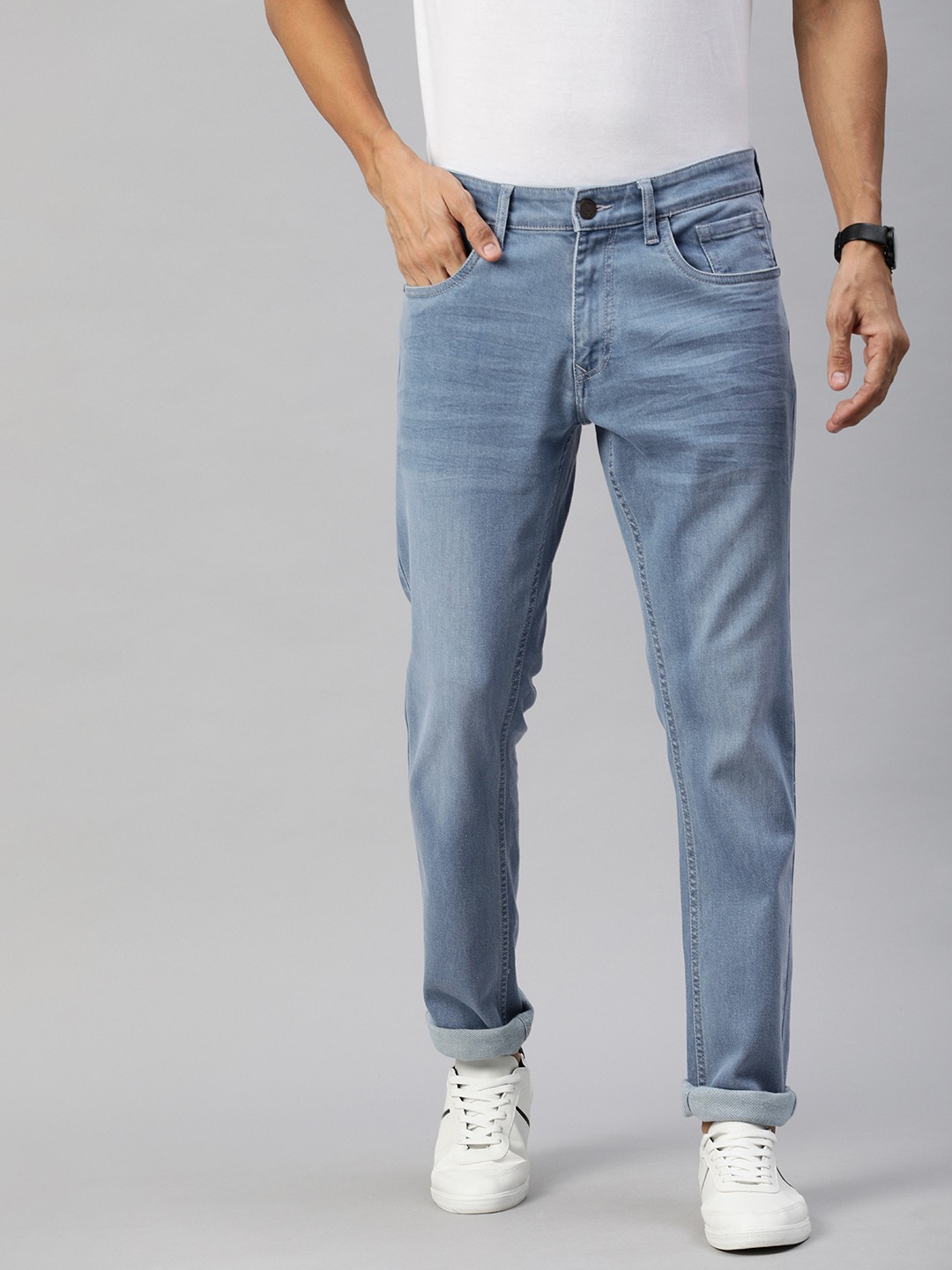

WROGN Men Blue Slim Fit Mid-Rise Clean Look Stretchable Jeans