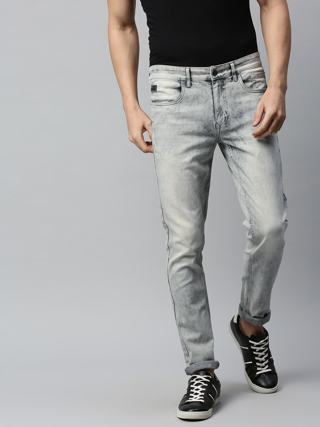 

WROGN Men Grey Skinny Fit Mid-Rise Clean Look Stretchable Jeans