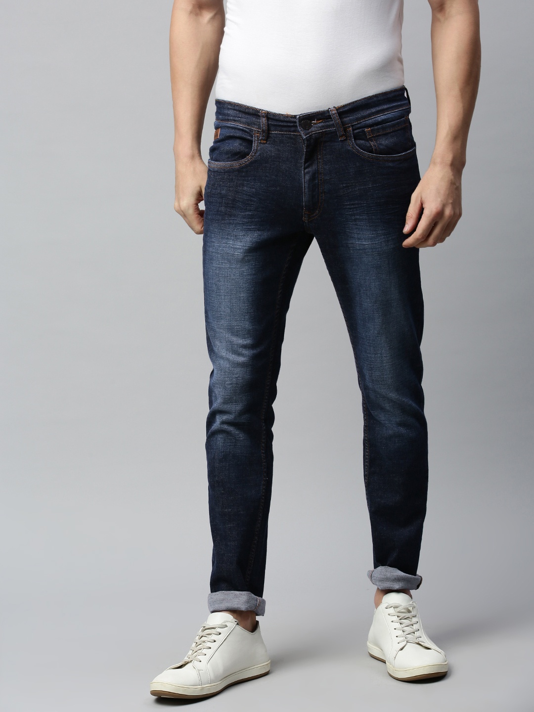 

WROGN Men Blue Regular Fit Mid-Rise Clean Look Stretchable Jeans