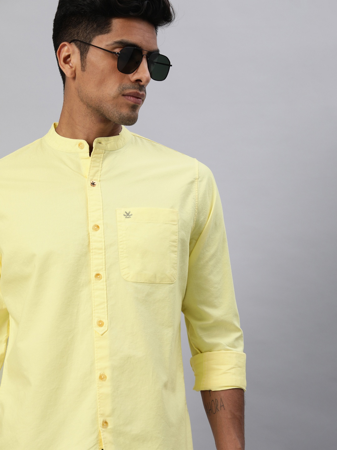 

WROGN Men Yellow Slim Fit Solid Casual Shirt