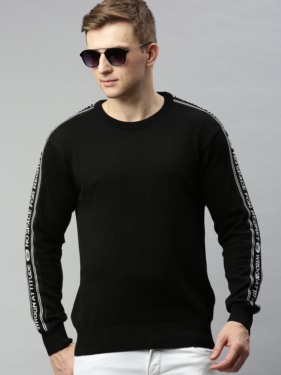 

WROGN Men Black Solid Pullover Sweater
