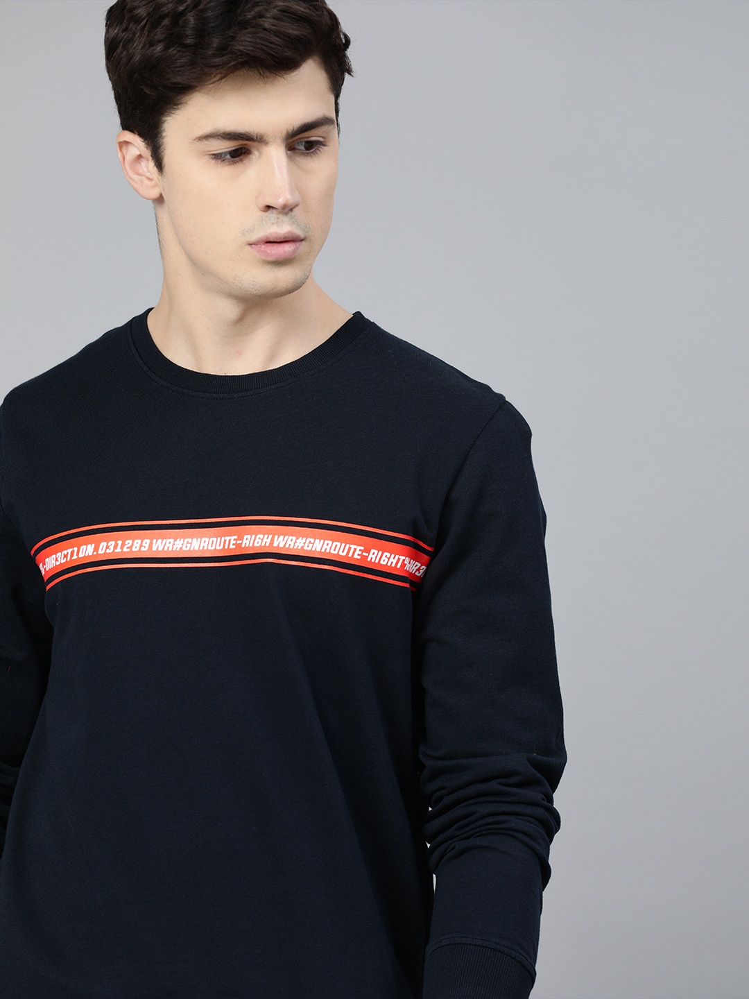

WROGN Men Navy Blue Solid Sweatshirt