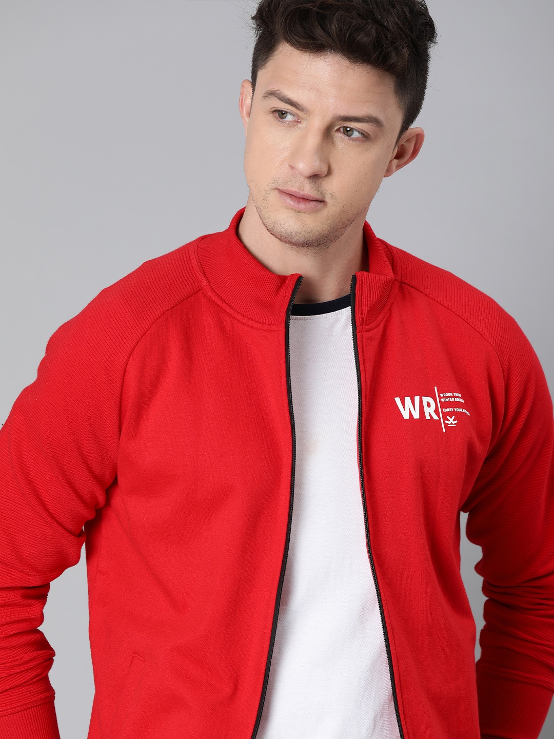 

WROGN Men Red Solid Sweatshirt