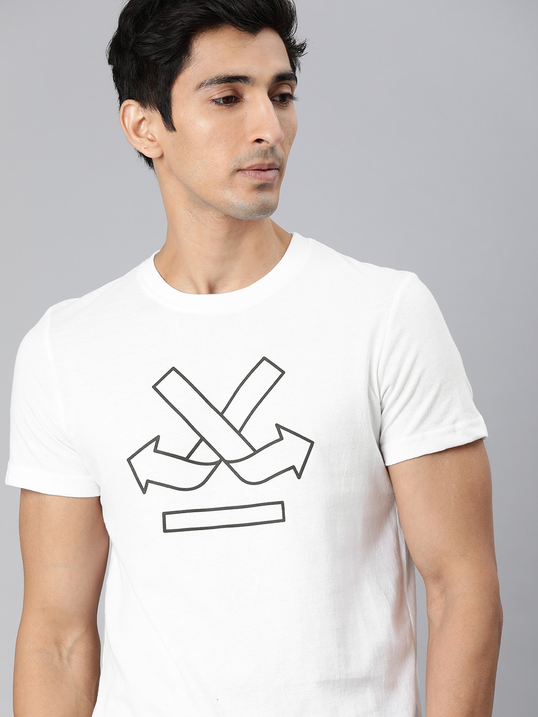 

WROGN Men White Printed Round Neck Sustainable Pure Cotton T-shirt