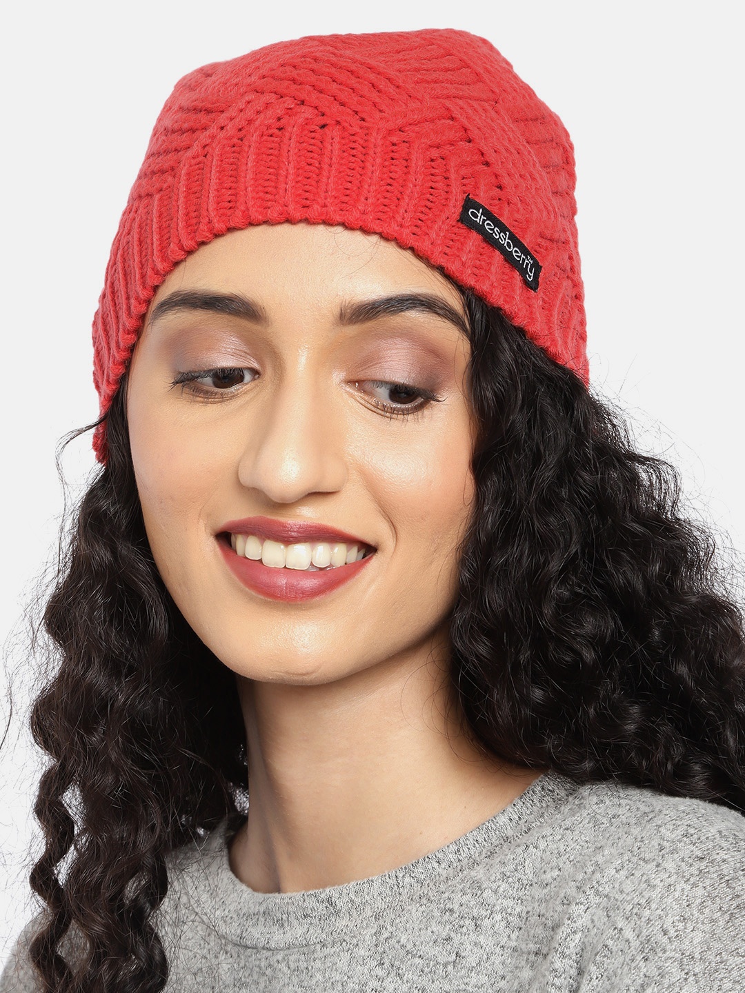 

DressBerry Women Coral Self Design Beanie